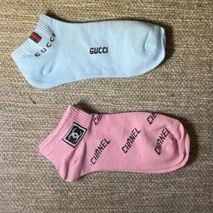 Pink Chanel & Blue Gucci Ankle Socks